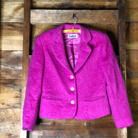 Vintage OuiSet Bright Pink Wool Fuzzy y2k - Picture 1 of 8